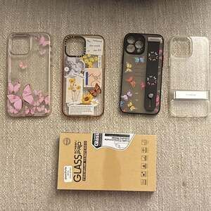 Clear, Floral, & Butterfly Design iPhone 13 Pro Max Cases & a screen protector